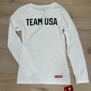 Team USA Apparel Olympic Apparel White Long Sleeve Cotton Shirt Womens large NWT